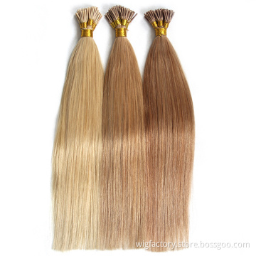 Last 12 Months double drawn full Cuticle I tip human hair extensions, straight pre bonded hair extensions